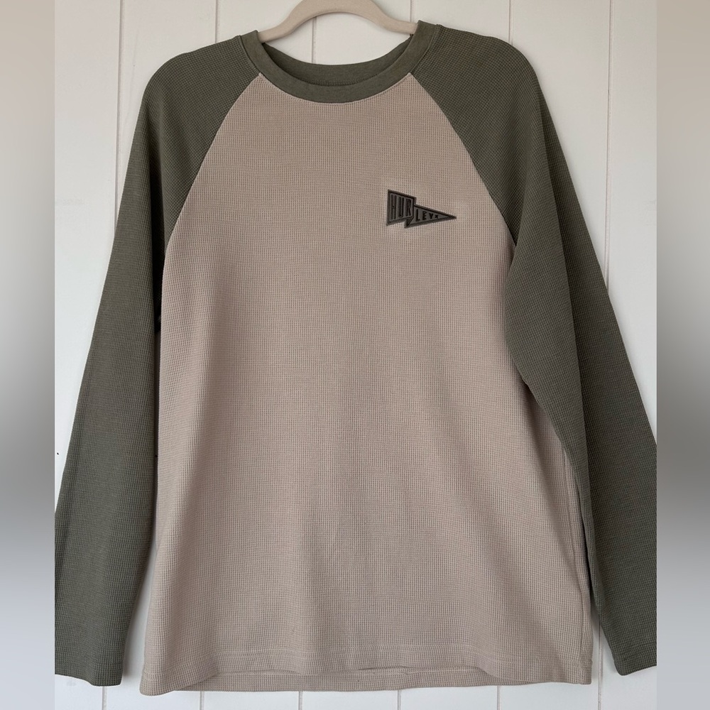 Hurley Brand‎ Men’s Thermal Crewneck Pullover Raglan Shirt Size Large